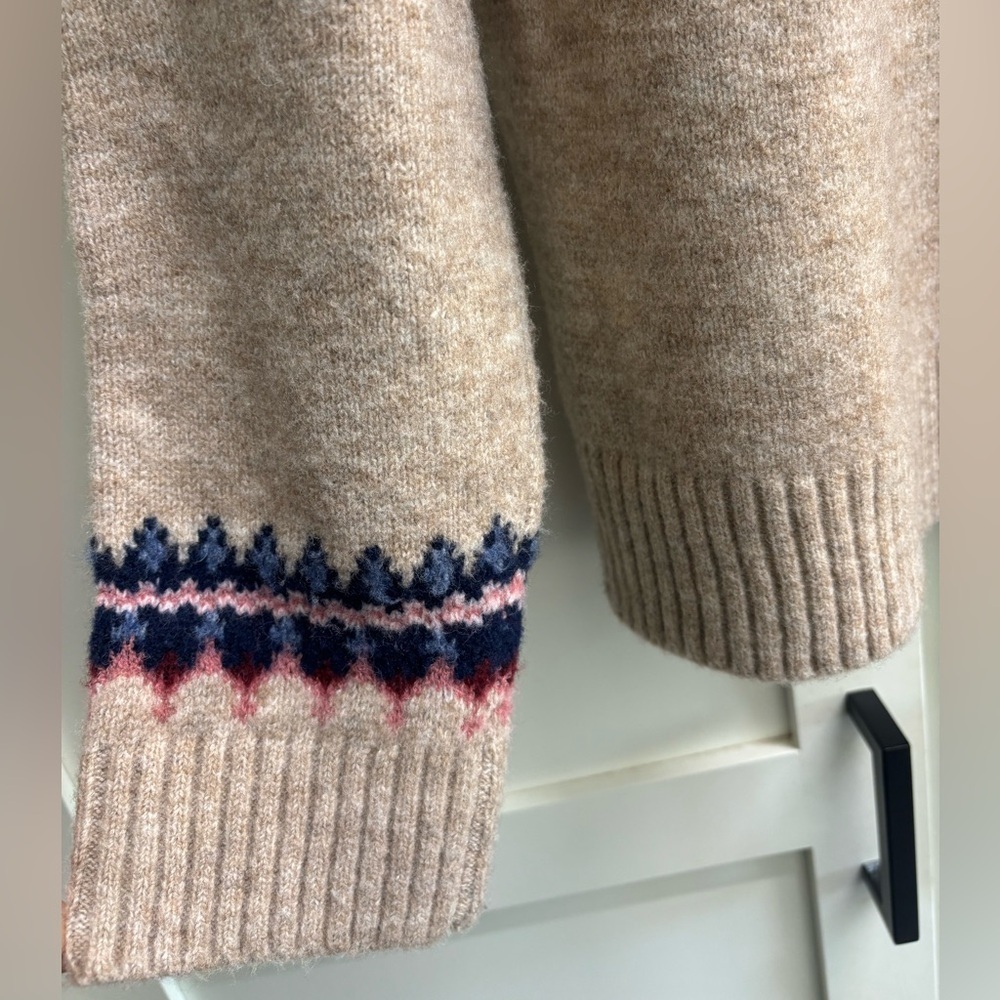 Saylor Casey Shetland Fair Isle Sweater Women’s L Brown Multi Nordic Knit Hygge - Picture 6 of 9